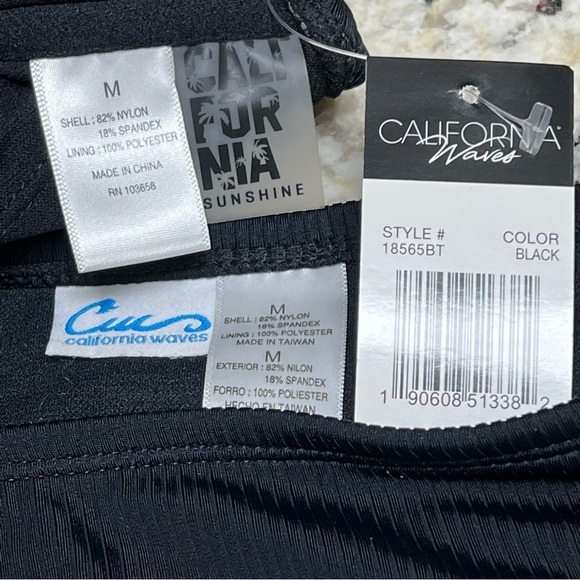 NWT California Waves Bikini Set Junior's Small OR Medium Black Ribbed Strappy - Picture 16 of 16
